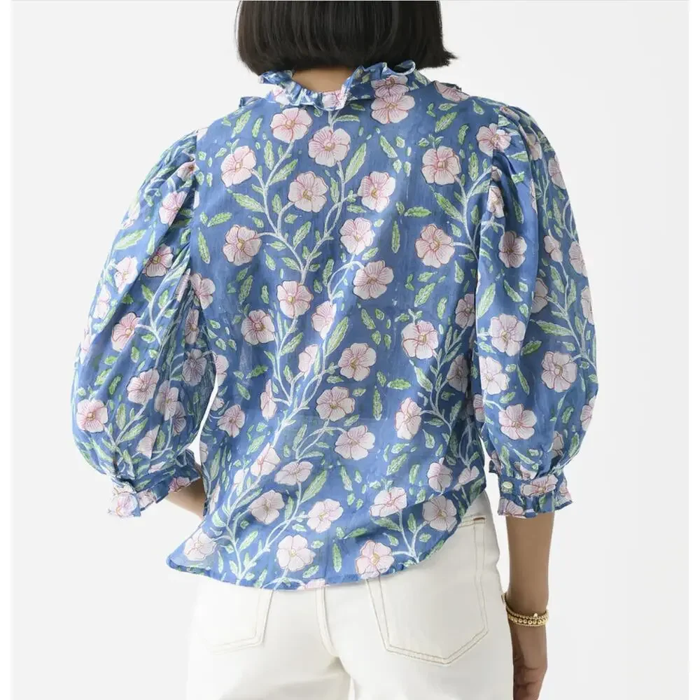 Oliphant Ruffle Front Button Blouse - Picture 2 of 6